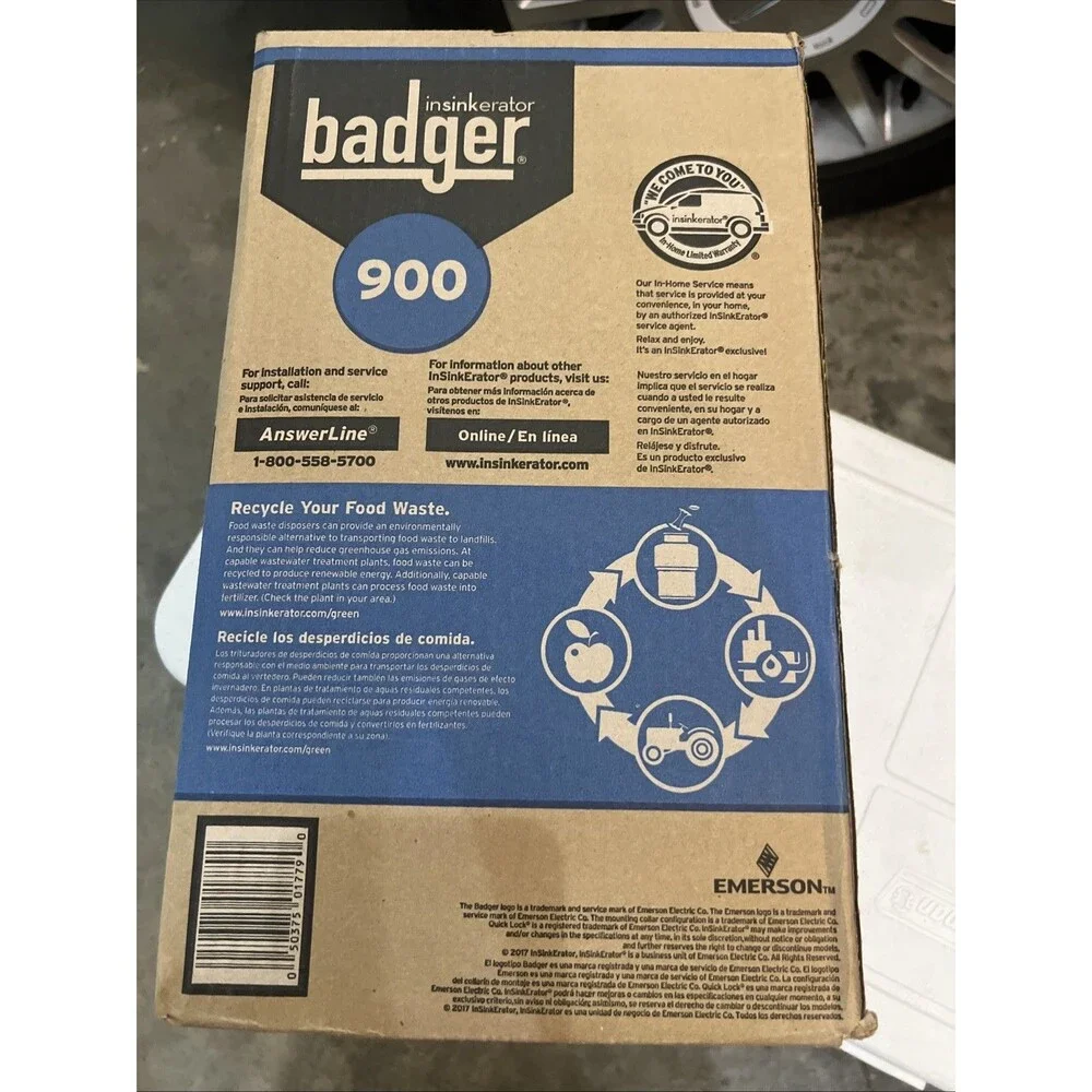 Insinkerator Badger 900 Food Waste Garbage Disposal 3/4 HP